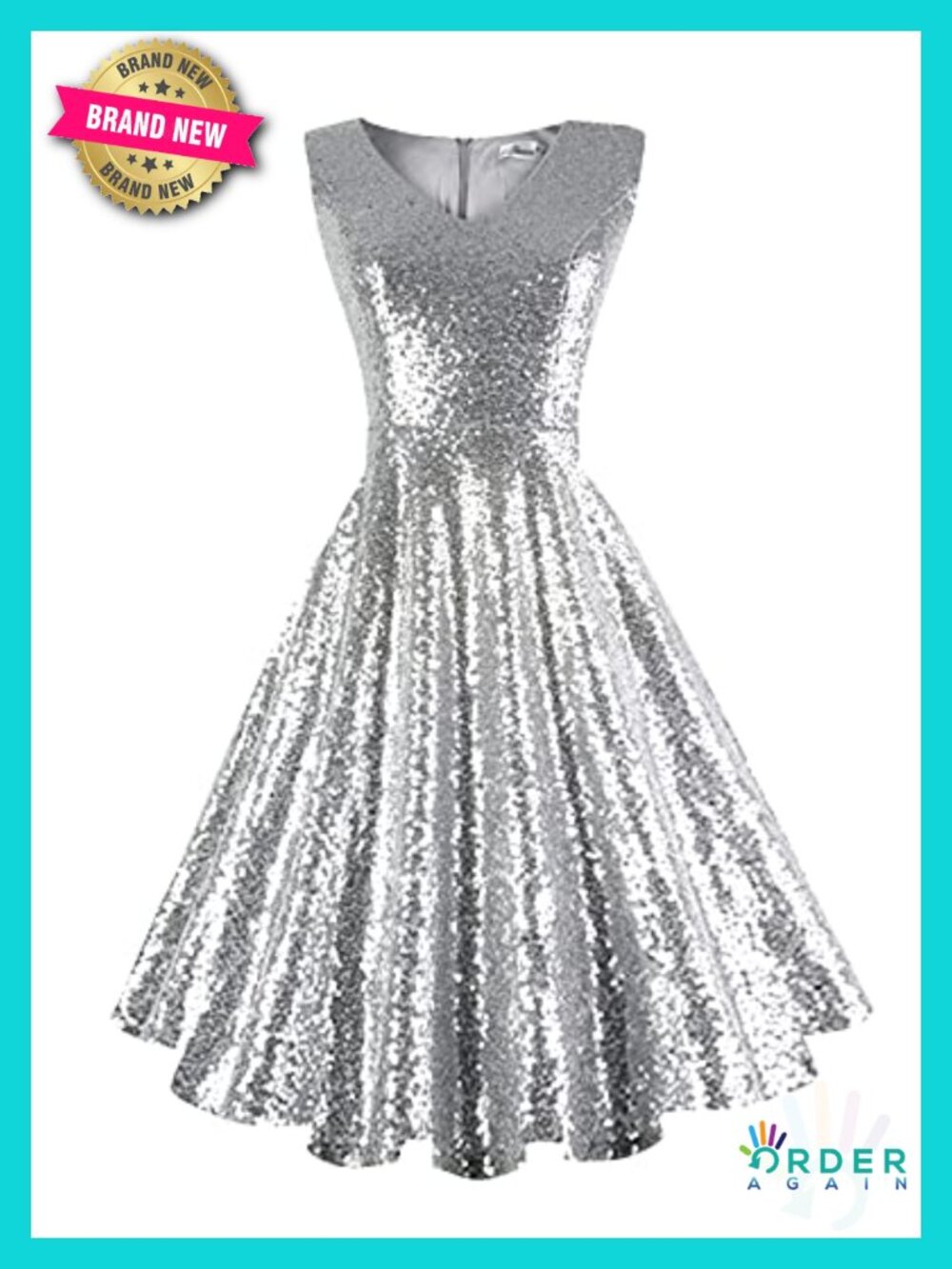 Vintage Sleeveless Cocktail Dress with Pockets V-Neck A-Line Knee-Length